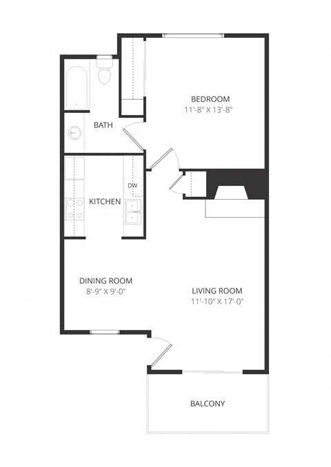 a floor plan of a house with a bedroom and a living room